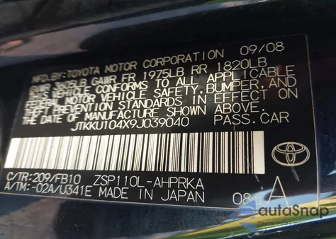 2009 Scion Xd from USA, damaged, VIN JTKKU104X9J039040